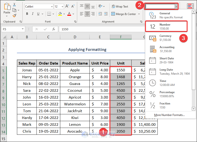 How to Organize Raw Data in Excel Applying Formatting