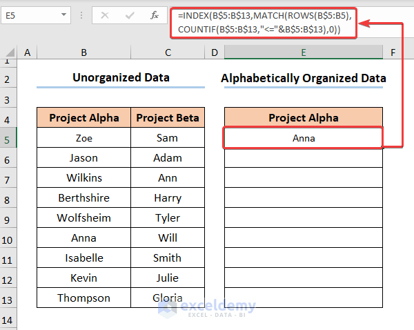 How to Organize Things Alphabetically in Excel by Column