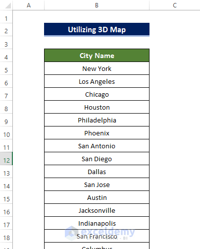 Plot Cities on a Map in Excel 