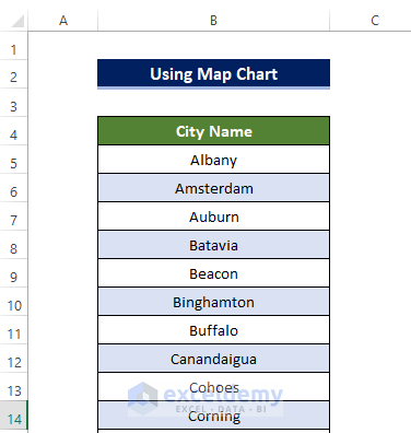 Plot Cities on a Map in Excel 