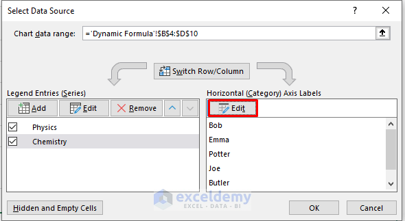 Use Dynamic Formula to Refresh Chart in Excel