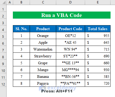 Run a VBA Code to Remove Asterisk in Excel