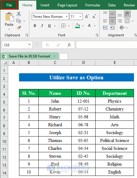 Utilize Save as Option to Save Excel File in XLSX Format