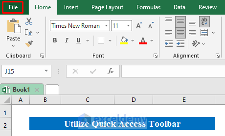 Utilize Quick Access Toolbar to Save Excel File in XLSX Format