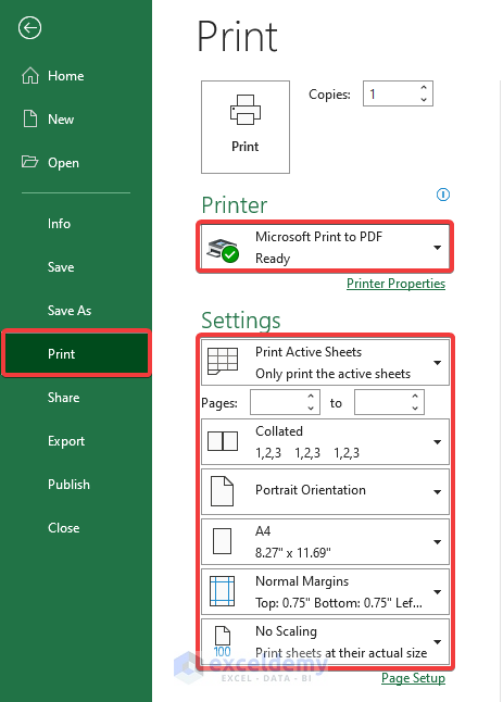 how to save excel as pdf