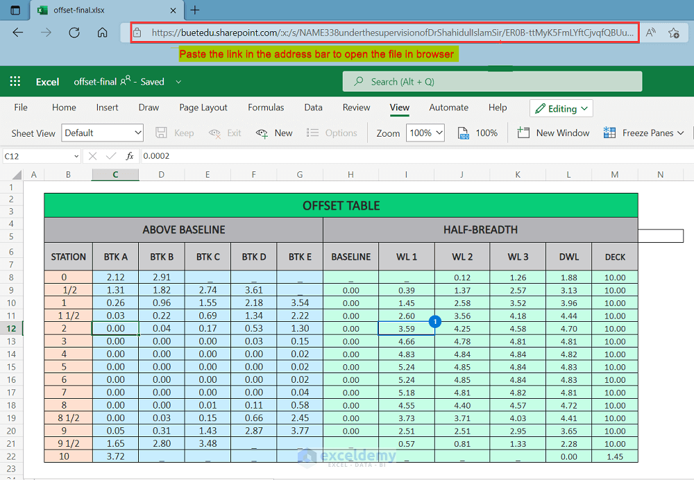Open Excel File in Excel Online 