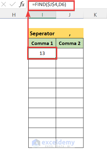 Find the Position of Delimiter Comma