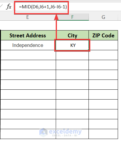 Extract the City Name from Address Using MID Function