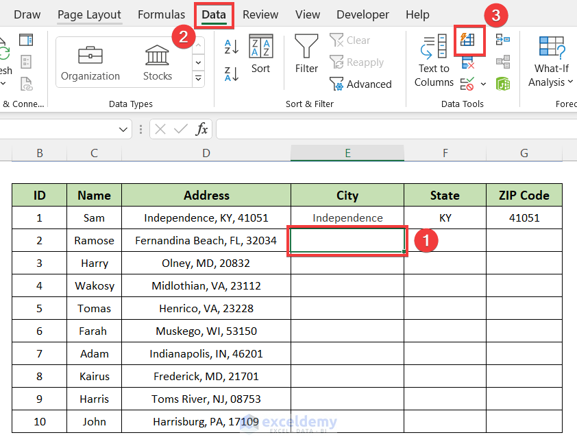 How to Separate Address in Excel with Comma