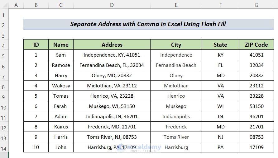Excel Address Database Excel Address Format Archives - ExcelDemy