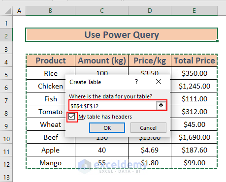 how to tabulate data in excel