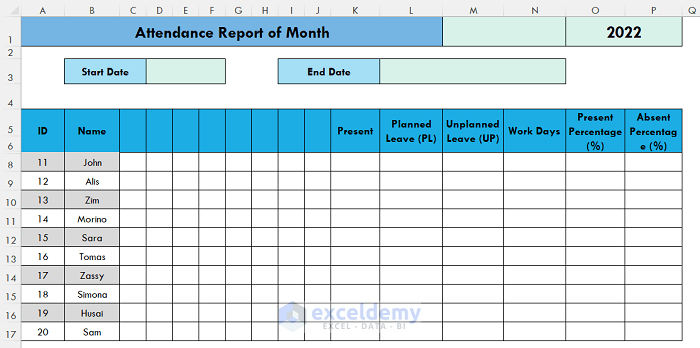 How to Track Attendance in Excel 