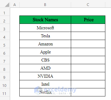 Track Stock Prices in Excel