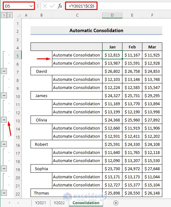 automate consolidation in excel