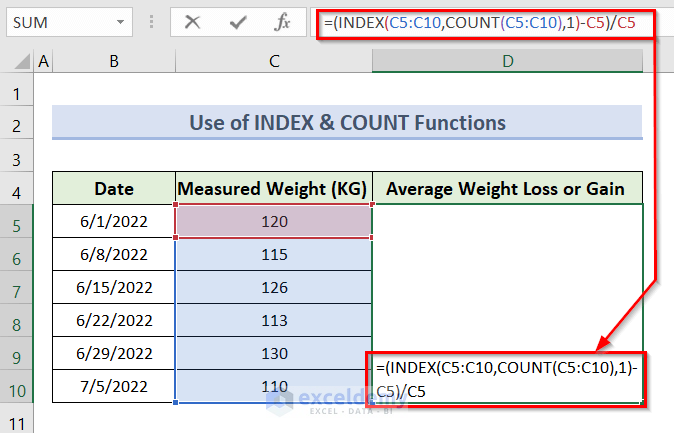 Utilize Combination of INDEX and Count Functions