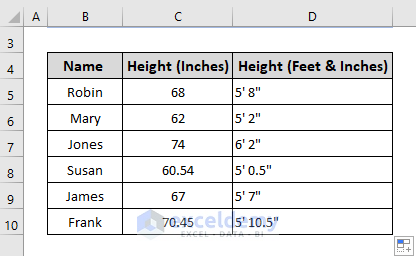 Convert Inches to Feet & Inches