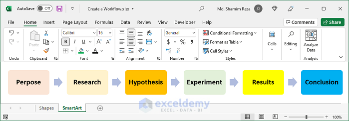 Create a Workflow in Excel Using SmartArt Graphic