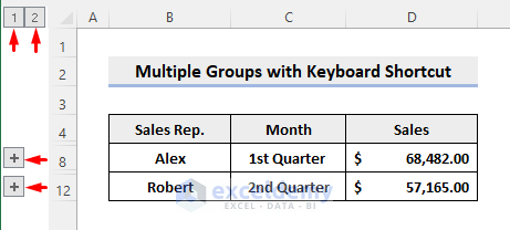 Create Multiple Groups in Excel