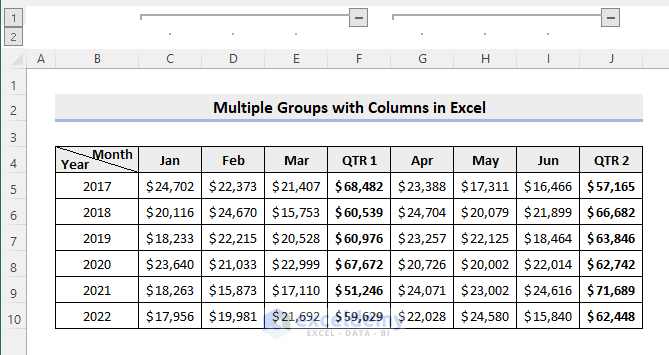 Create Multiple Groups in Excel