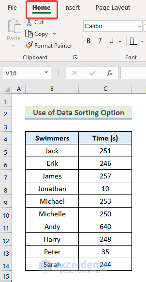Using Data Sorting Option to Find Outliers