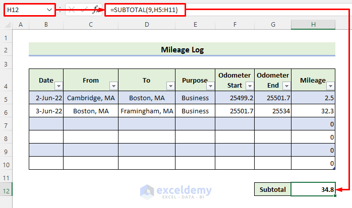 How to Make a Mileage Log in Excel