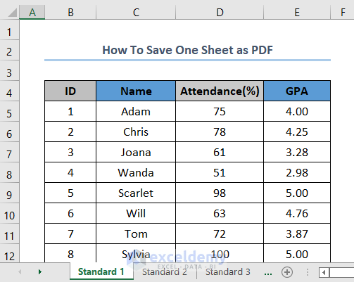 save one sheet as pdf