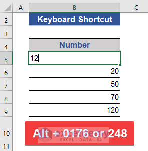 Keyboard Shortcut with Number Pad to insert degree