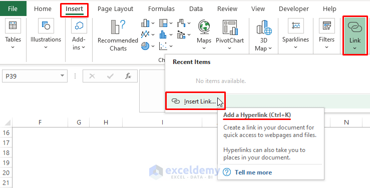 Inserting Hyperlink-How to Organize Information in Excel