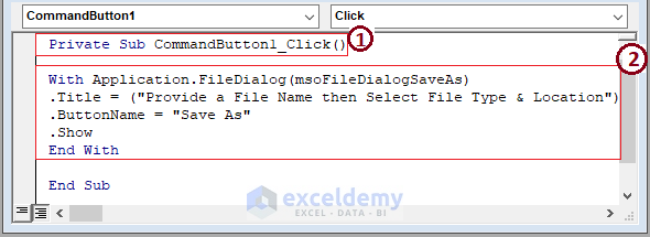 Macro-2-VBA Code for Save Button in Excel