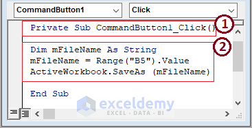 Macro-3-VBA Code for Save Button in Excel