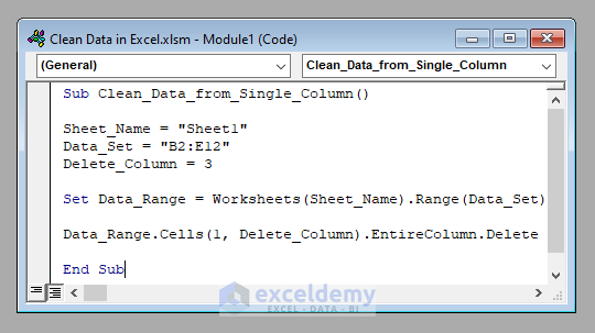 VBA Code to Develop Macro to Clean Up Data in Excel