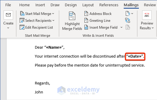 Link Mailing Information with Email for Mail merge