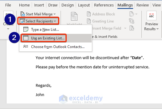 Link Mailing Information with Email for Mail merge