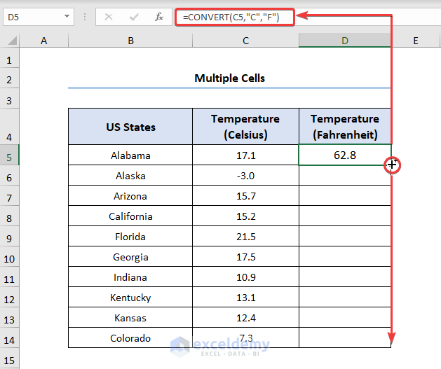 Using CONVERT Function in Multiple Cells - How to Convert Units in Excel