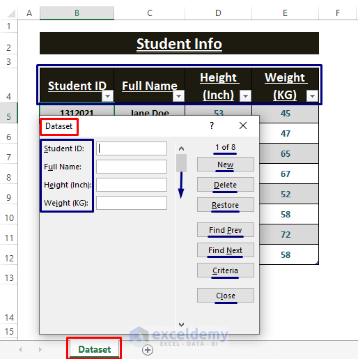 Parts of the Form-Create an Autofill Form in Excel