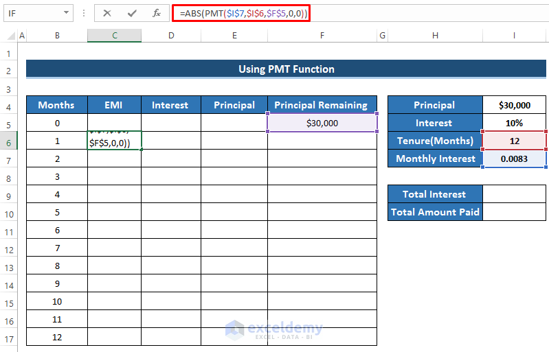Personal Loan EMI Calculator Excel Format 
