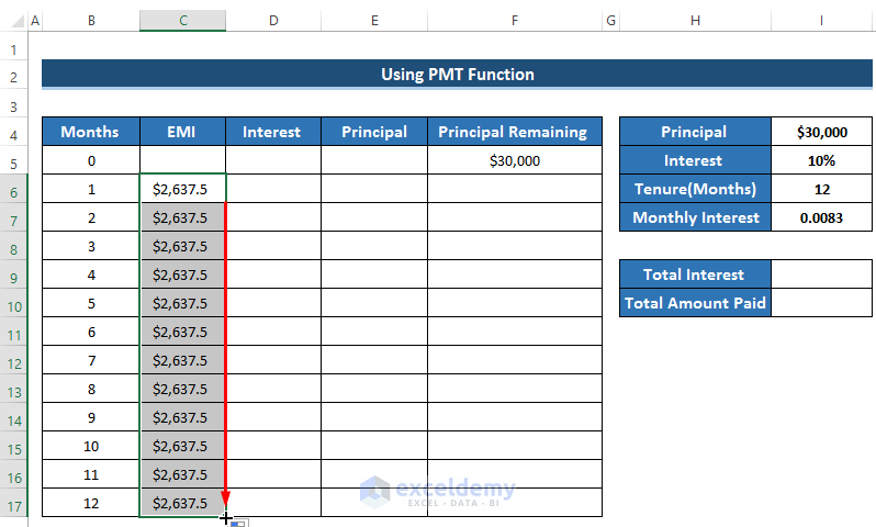 Personal Loan EMI Calculator Excel Format 