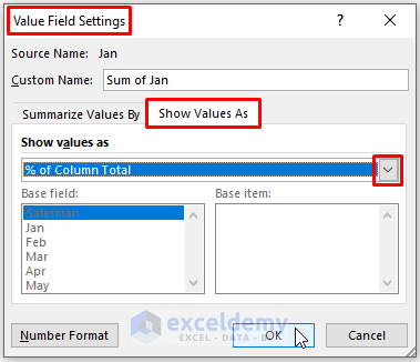 Value Field Settings-How to Analyze Sales Data in Excel