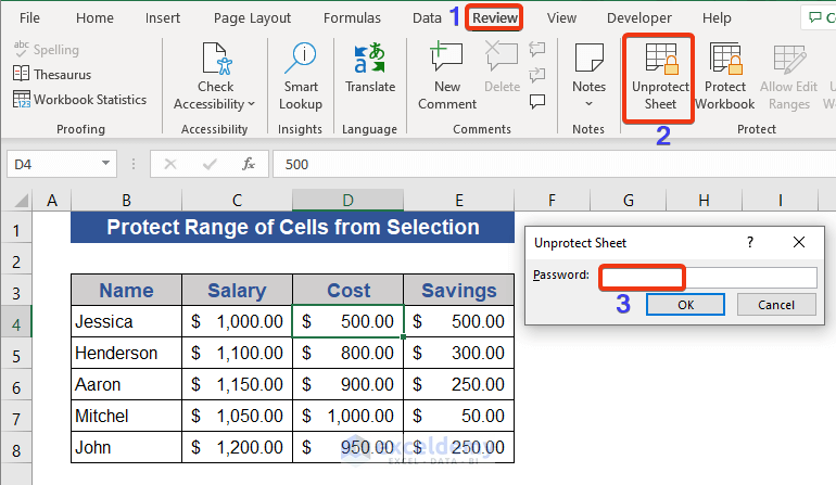 Protect Cells with Password from Selection in Excel