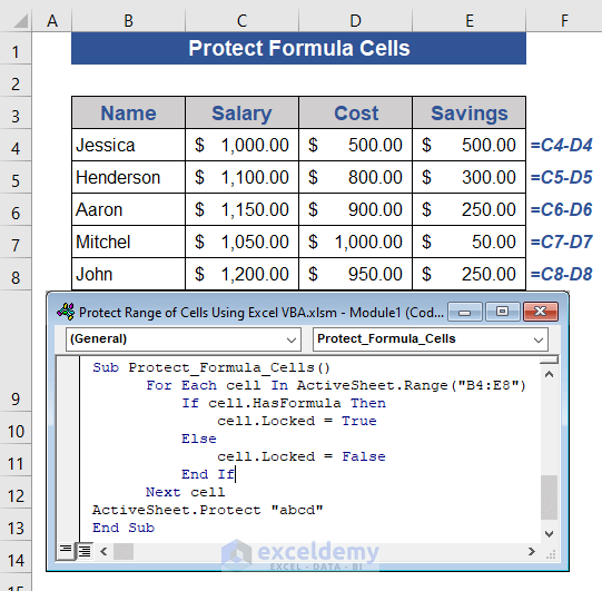 Detect Cells with Formulas and Protect Range