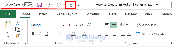 Added Tool-Create an Autofill Form in Excel