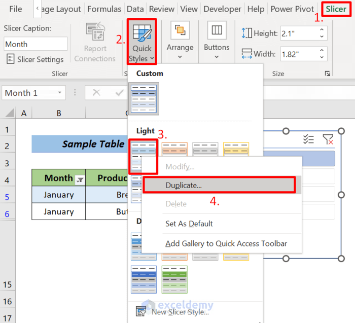 Steps to Resize a Slicer in Excel