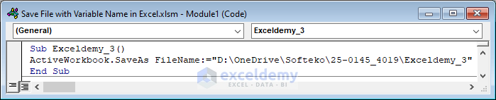 VBA Code to Save File in a New Location with New Filename