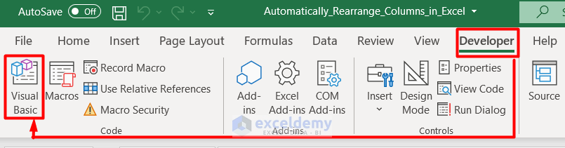 Rearrange Columns Automatically Using Excel VBA