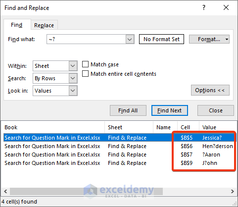 Find & Replace Tool to Search for Question Mark