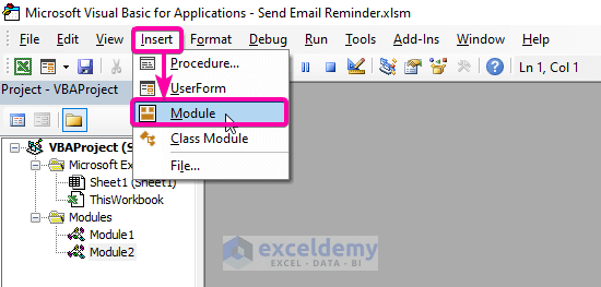 Steps to Send Reminder Email Automatically from an Excel Worksheet Using VBA