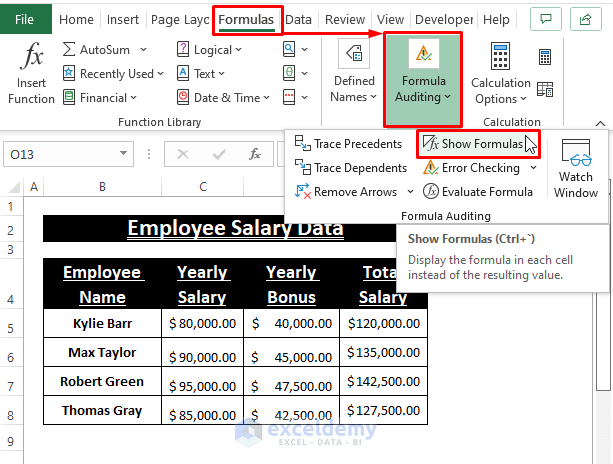 Show Formula Feature-Put Equal Sign in Excel without Formula