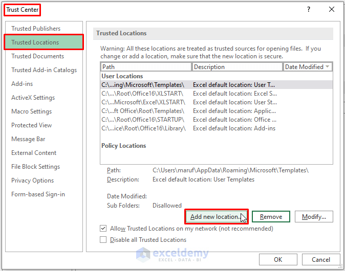 Trusted Location-How to Enable Editing in Excel Protected View