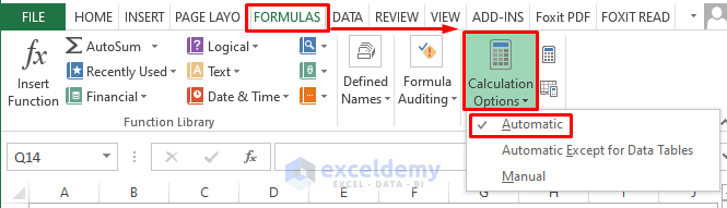 Excel Spreadsheet Formulas not updating Automatically