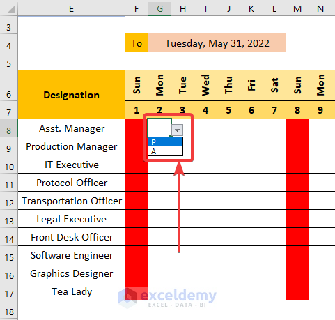 attendance sheet with salary in excel format inputting attendance